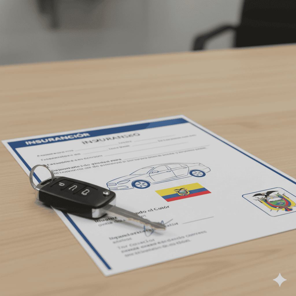 A graphic representing auto insurance in Ecuador.