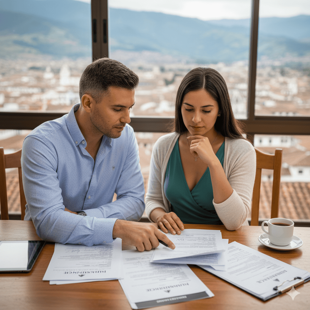 A close-up of important insurance documents.